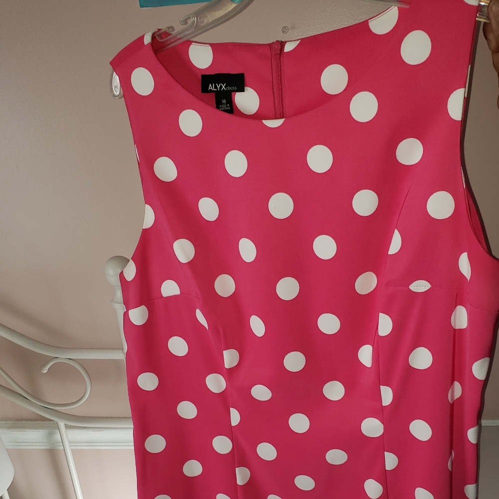 Pink and white polka dot dress